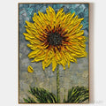 HOLMAN ART Solar Bloom – Textured Impasto Sunflower Oil Painting in Yellow and Grey - image 1