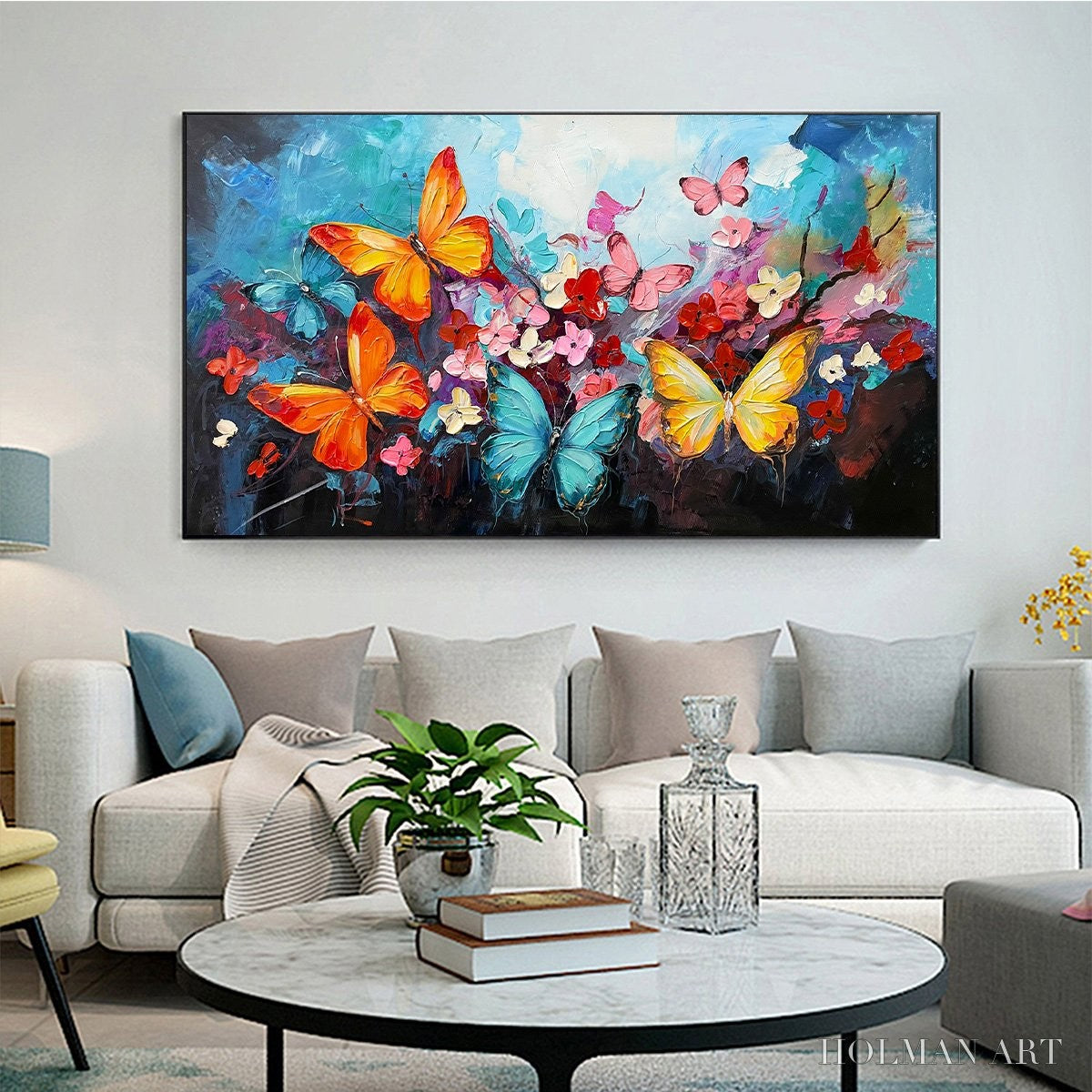 HOLMAN ART Butterfly Waltz – Colorful Butterfly and Floral Impasto Oil Painting - image 5