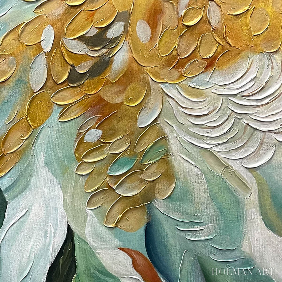 HOLMAN ART Gilded Garden – Green and Gold Floral Textured Impasto Oil Painting - image 5