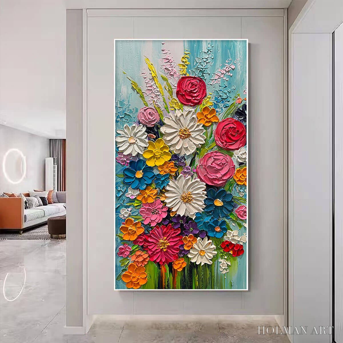 HOLMAN ART Summer Bouquet – Colorful Floral Impasto Oil Painting - image 1