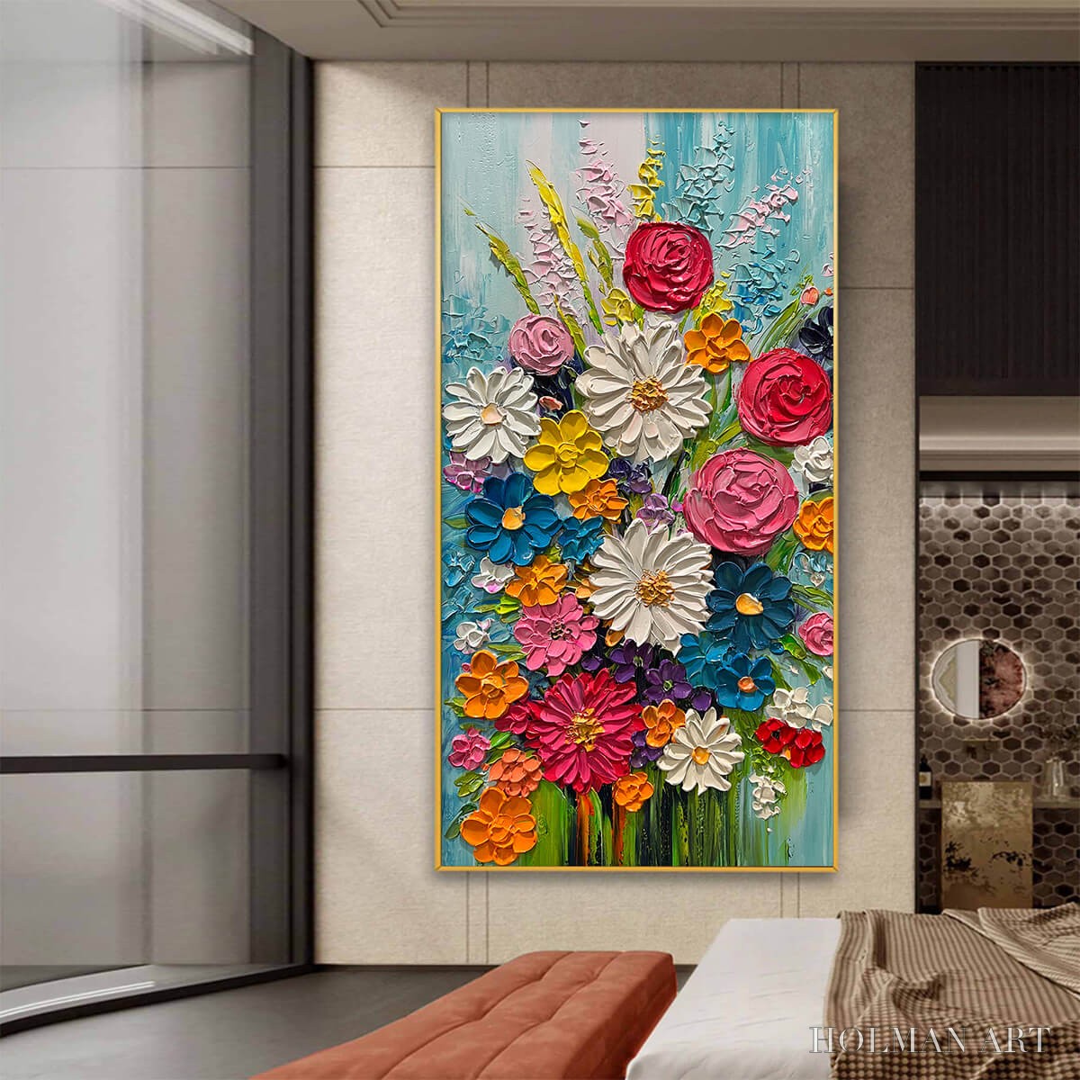 HOLMAN ART Summer Bouquet – Colorful Floral Impasto Oil Painting - image 5