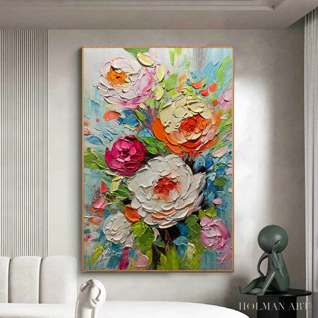 HOLMAN ART Blooming Rhapsody – Colorful Floral Impasto Oil Painting - image 2