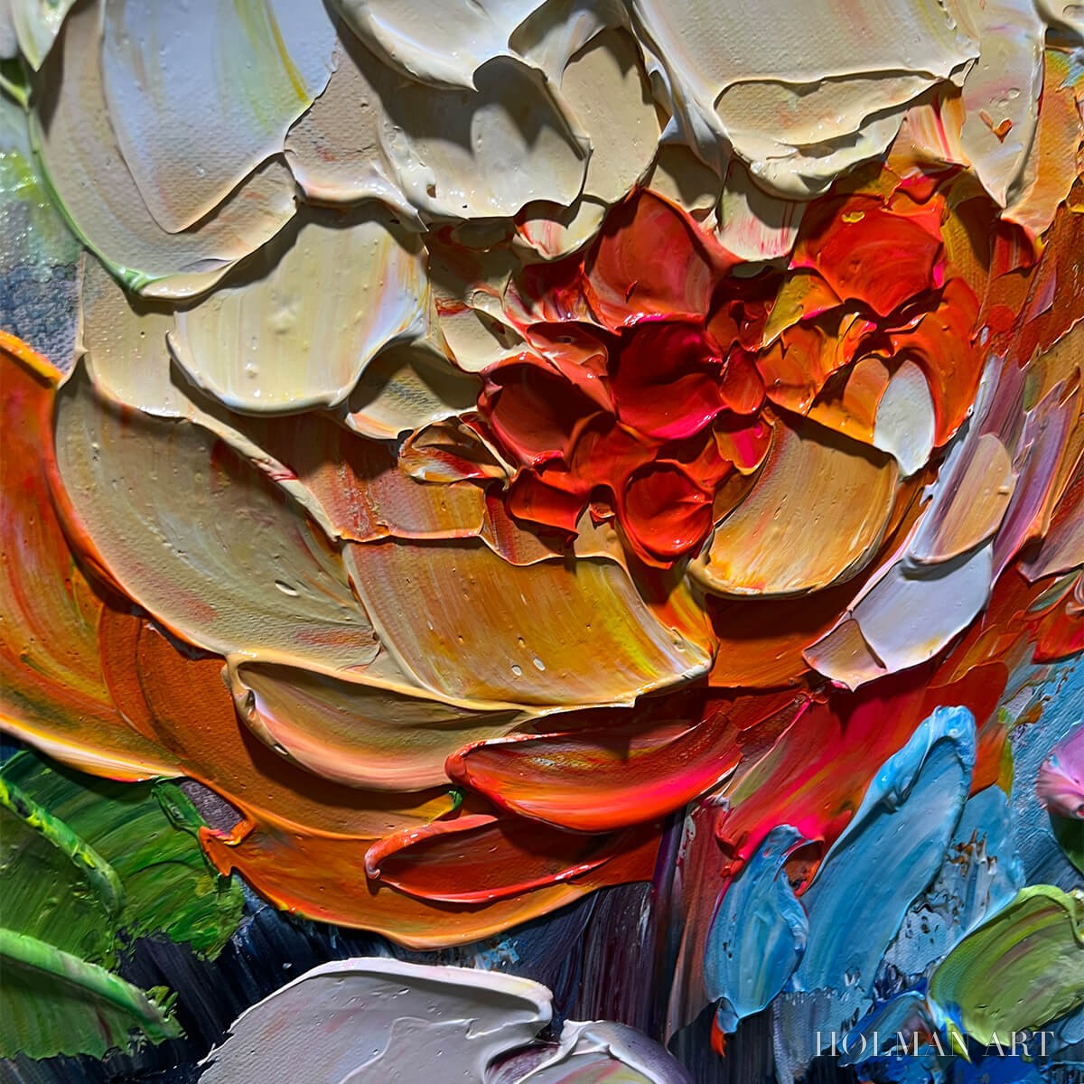 HOLMAN ART Blooming Rhapsody – Colorful Floral Impasto Oil Painting - image 3