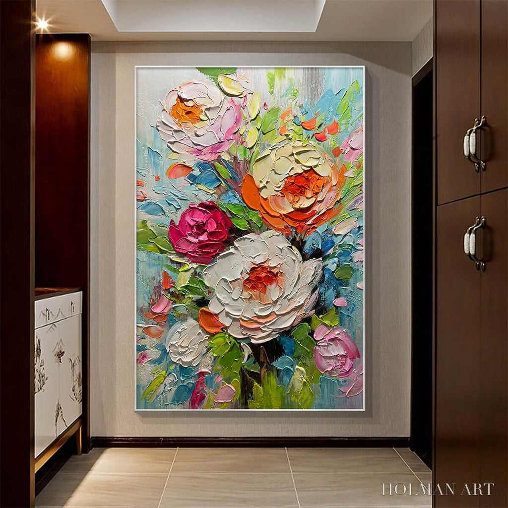 HOLMAN ART Blooming Rhapsody – Colorful Floral Impasto Oil Painting - image 4
