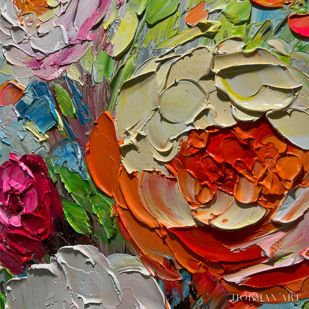 HOLMAN ART Blooming Rhapsody – Colorful Floral Impasto Oil Painting - image 5