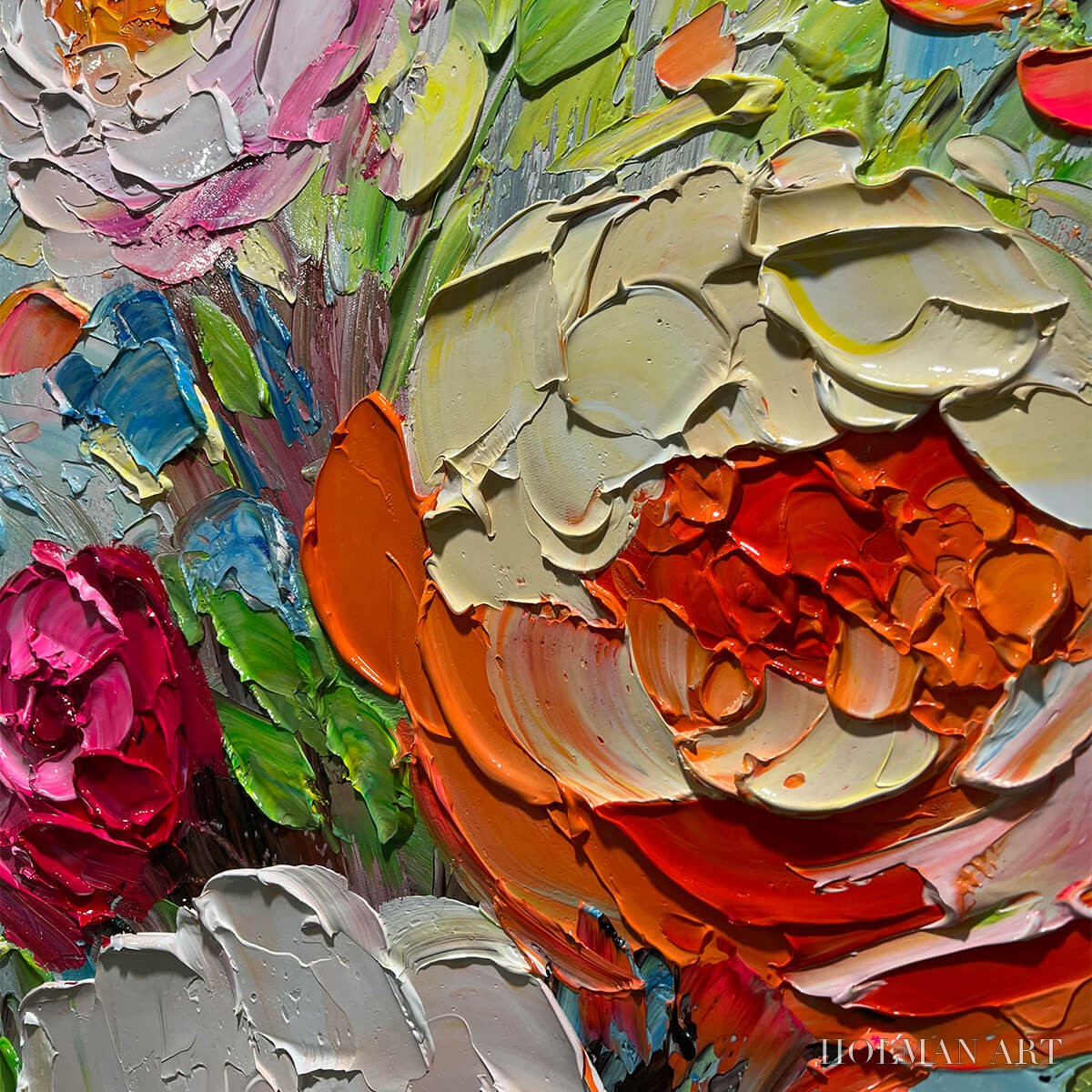 HOLMAN ART Blooming Rhapsody – Colorful Floral Impasto Oil Painting - image 5