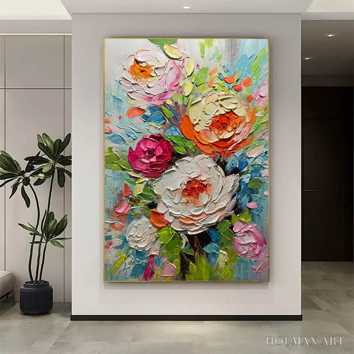 HOLMAN ART Blooming Rhapsody – Colorful Floral Impasto Oil Painting - image 6