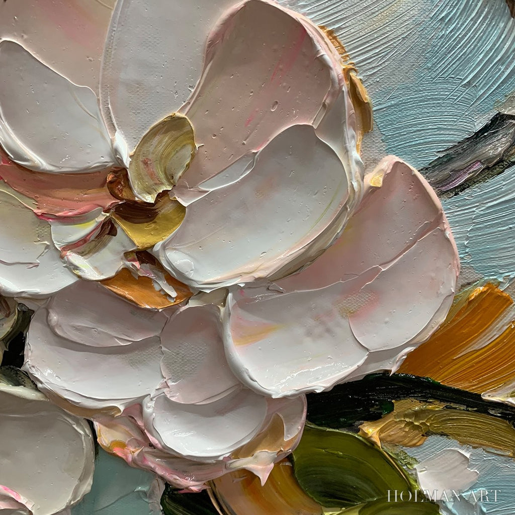 HOLMAN ART Blossom Serenade – Textured Impasto Floral Oil Painting - image 3