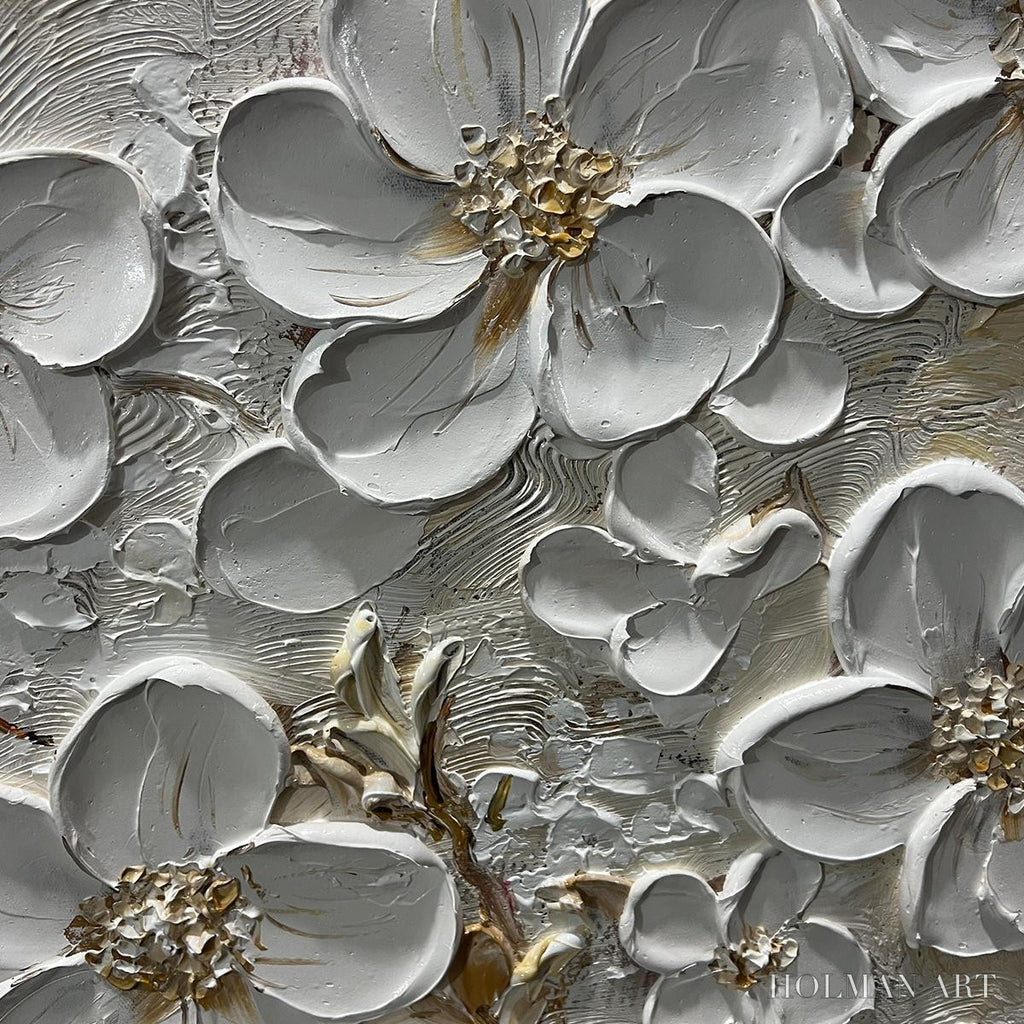 HOLMAN ART Golden Blossoms – Textured Floral Oil Painting - image 5
