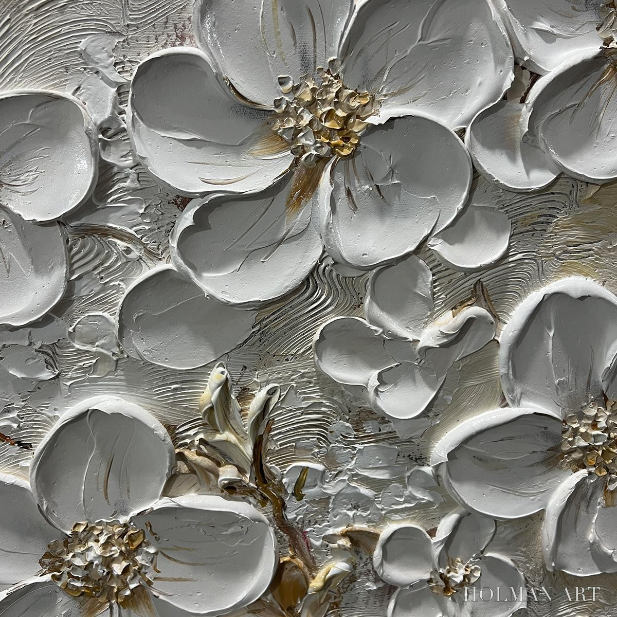 HOLMAN ART Golden Blossoms – Textured Floral Oil Painting - image 5