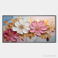 HOLMAN ART Golden Petals – Textured Panoramic Floral Oil Painting - image 1