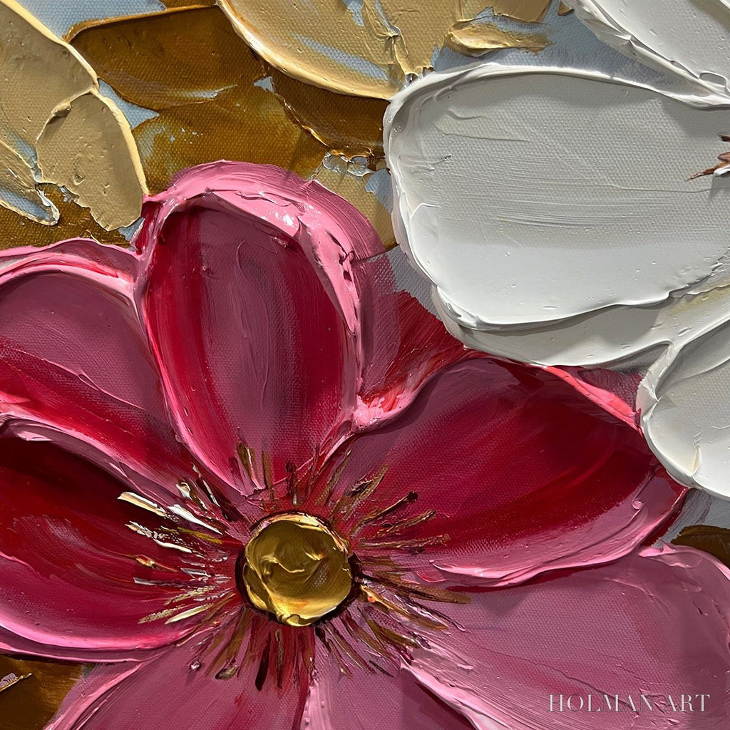 HOLMAN ART Golden Petals – Textured Panoramic Floral Oil Painting - image 5