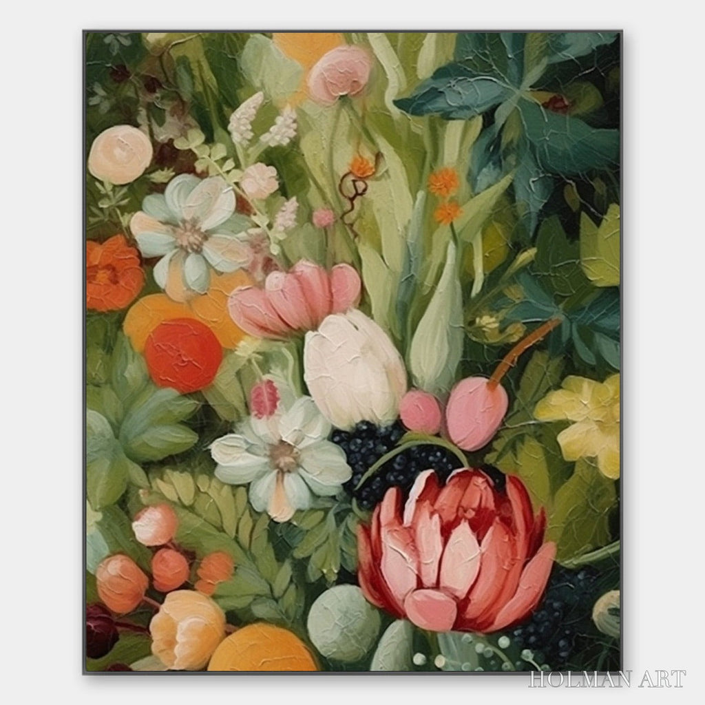 HOLMAN ART Garden'S Grace – Textured Floral Still Life Oil Painting - image 1