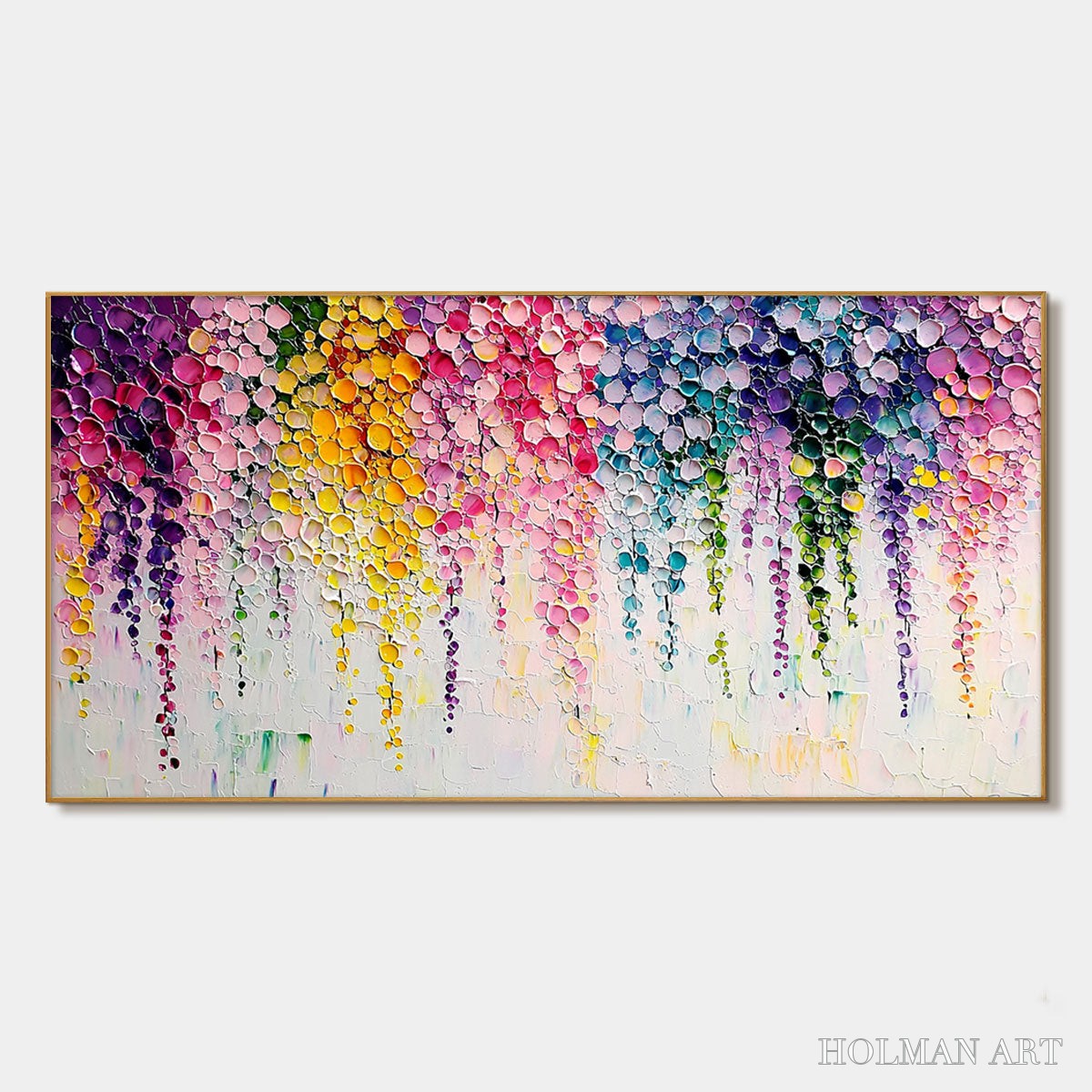 HOLMAN ART Rainbow Cascade – Textured Impasto Floral Oil Painting - image 1