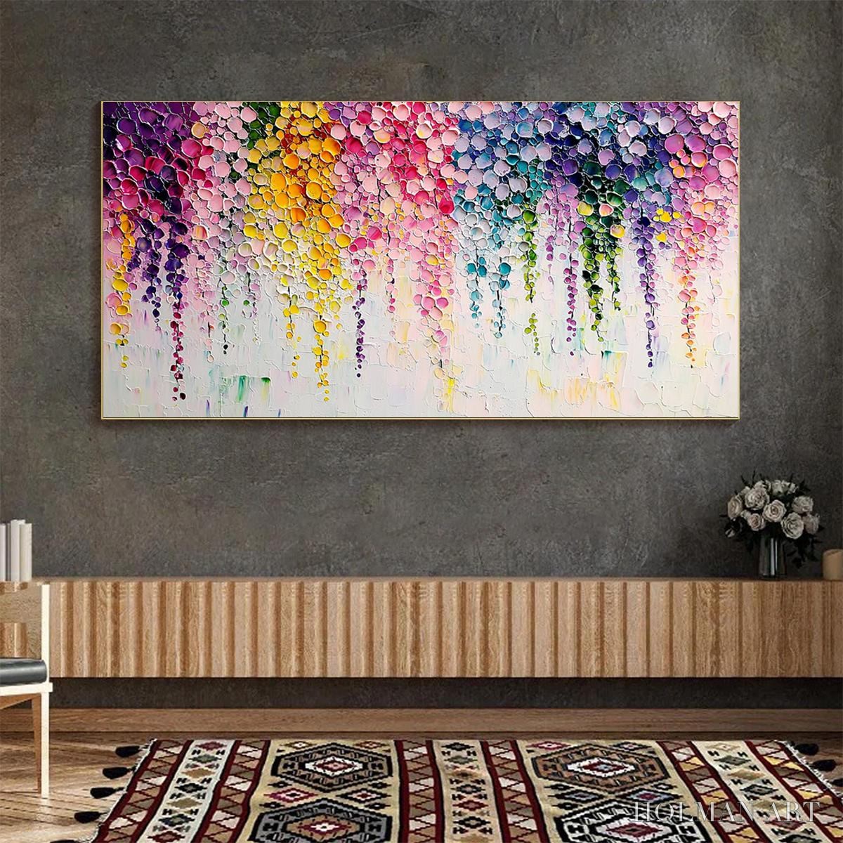 HOLMAN ART Rainbow Cascade – Textured Impasto Floral Oil Painting - image 2