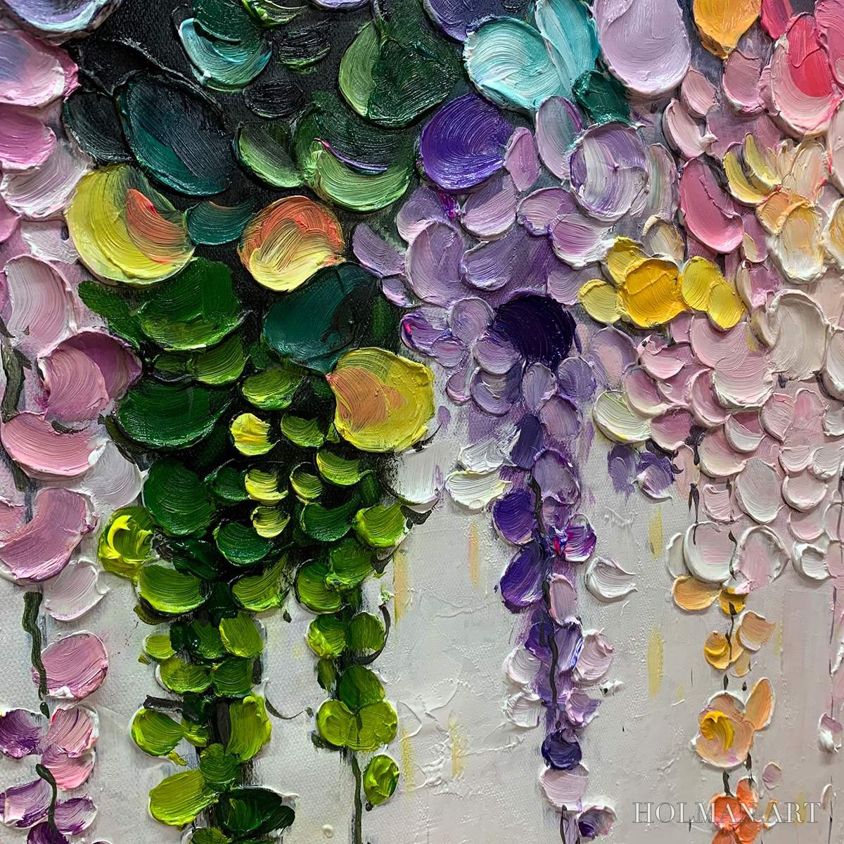 HOLMAN ART Rainbow Cascade – Textured Impasto Floral Oil Painting - image 3