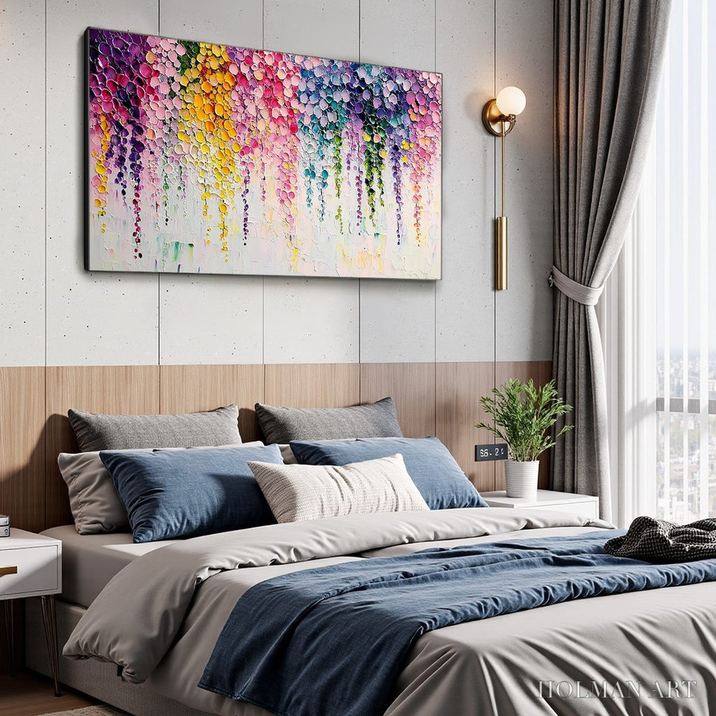 HOLMAN ART Rainbow Cascade – Textured Impasto Floral Oil Painting - image 4