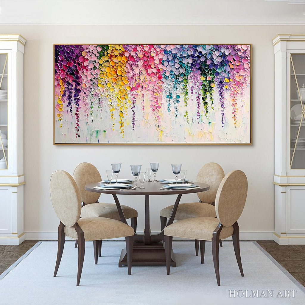 HOLMAN ART Rainbow Cascade – Textured Impasto Floral Oil Painting - image 5