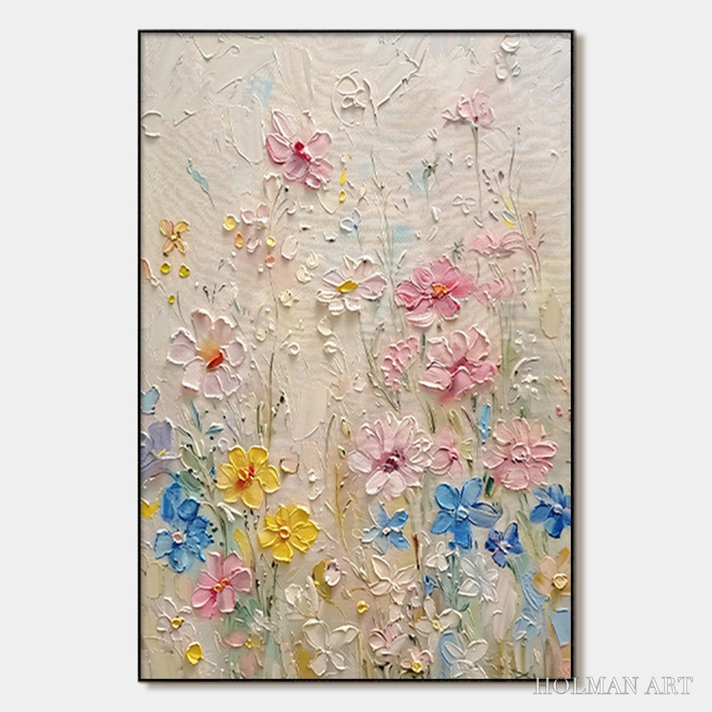 HOLMAN ART Whispering Meadow – Textured Floral Impasto Oil Painting - image 1