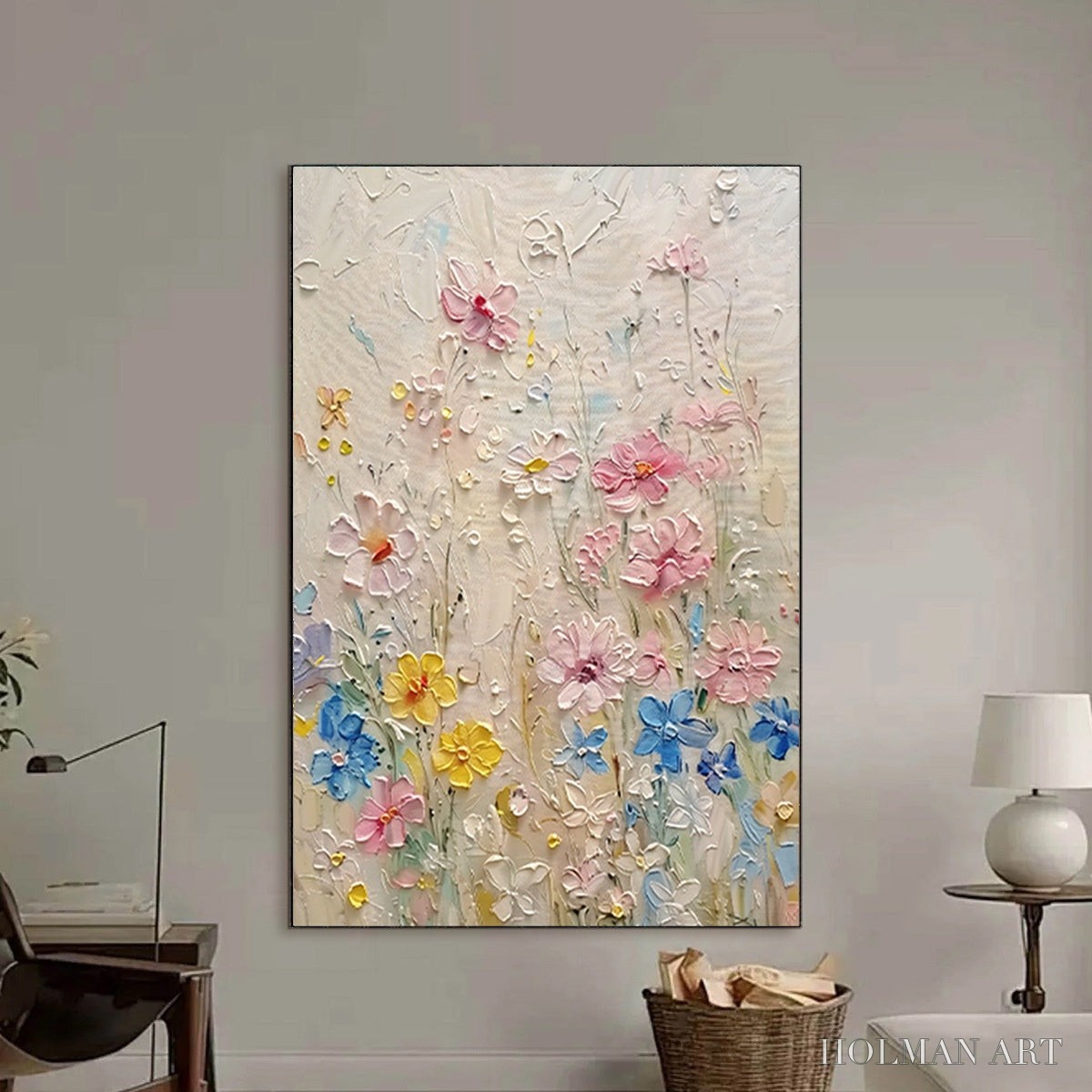 HOLMAN ART Whispering Meadow – Textured Floral Impasto Oil Painting - image 2