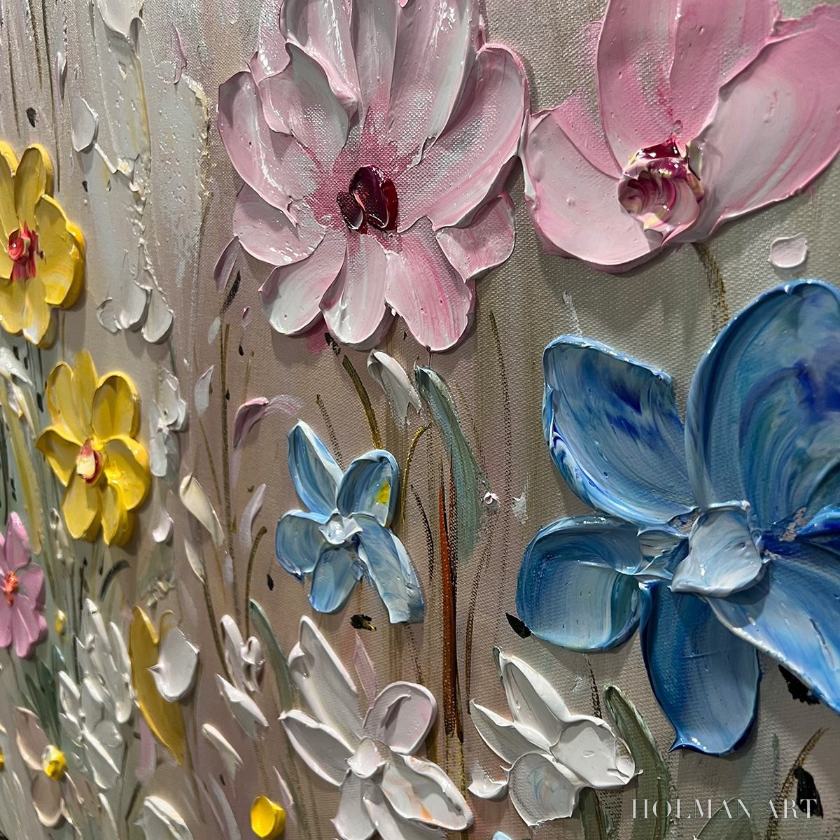 HOLMAN ART Whispering Meadow – Textured Floral Impasto Oil Painting - image 3