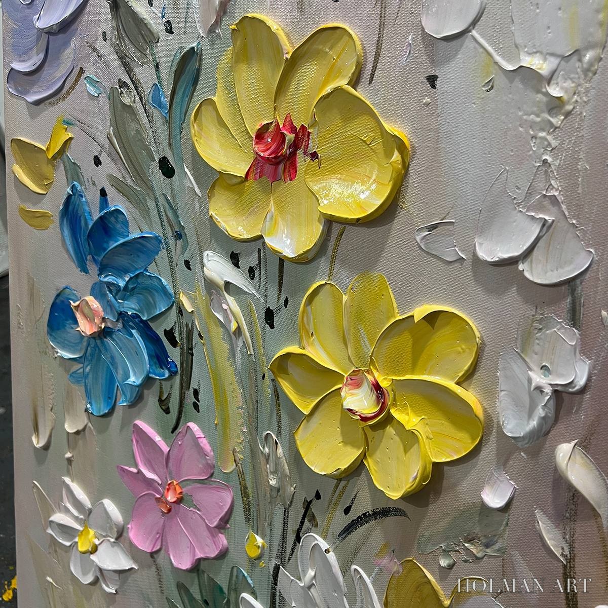 HOLMAN ART Whispering Meadow – Textured Floral Impasto Oil Painting - image 5
