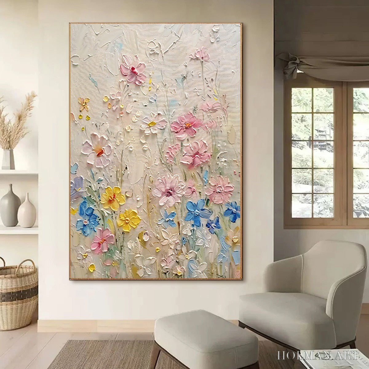 HOLMAN ART Whispering Meadow – Textured Floral Impasto Oil Painting - image 6
