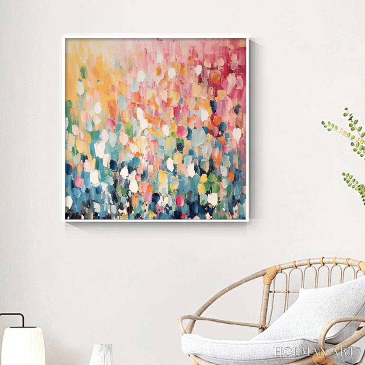 HOLMAN ART Wild Bloom – Textured Abstract Colorful Floral Landscape Oil Painting - image 4