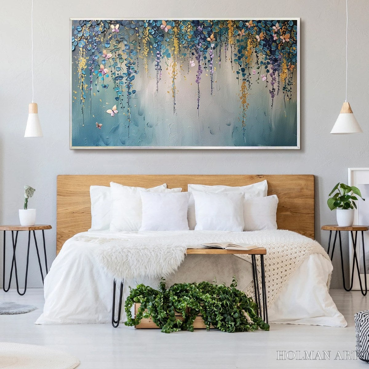 HOLMAN ART Cascade – Panoramic Floral and Butterfly Oil Painting - image 6