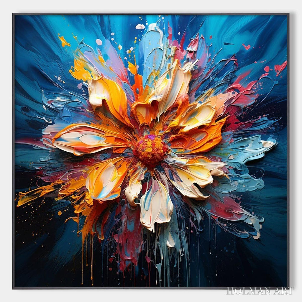 HOLMAN ART Blooming Burst – Textured Impasto Floral Oil Painting - image 1