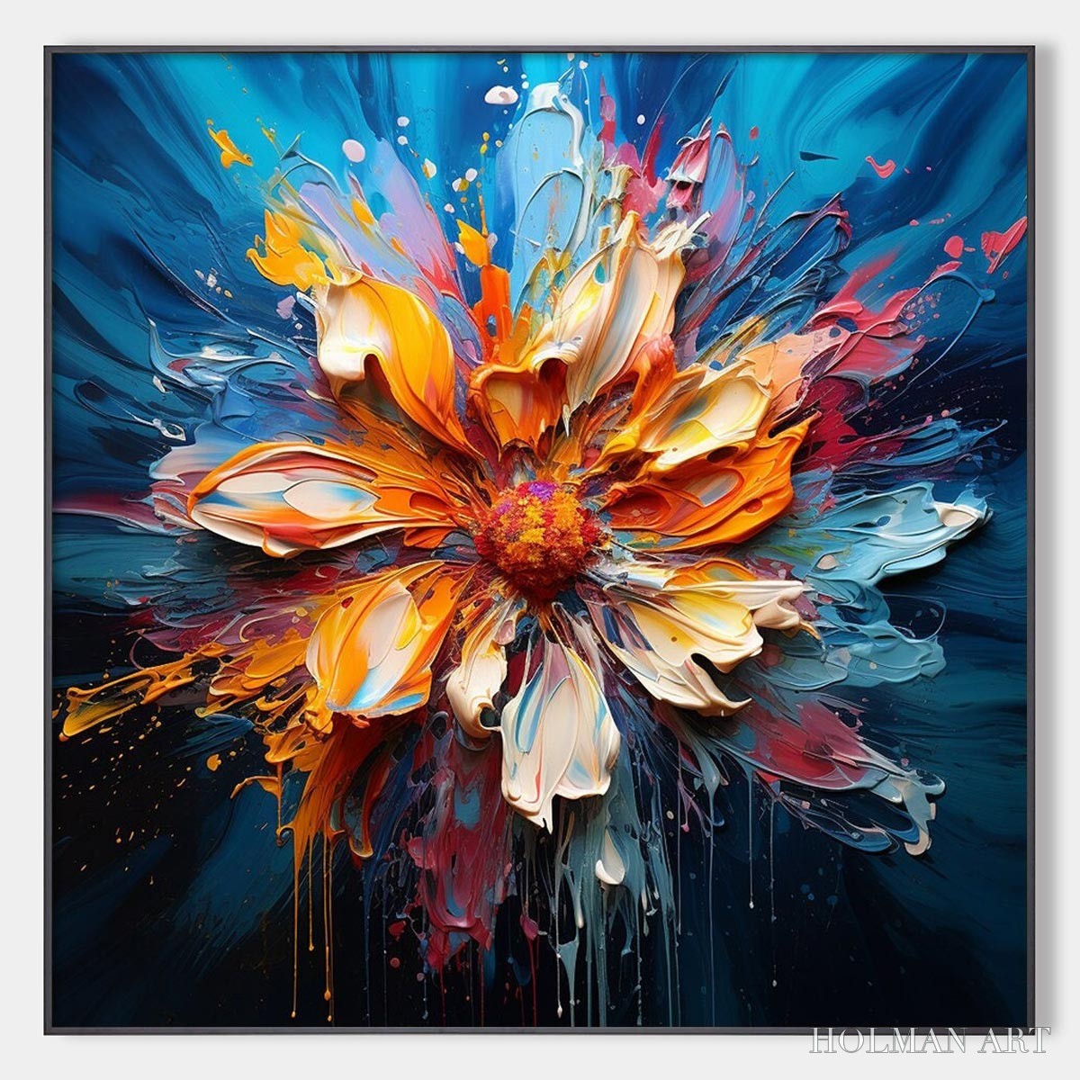 HOLMAN ART Blooming Burst – Textured Impasto Floral Oil Painting - image 1