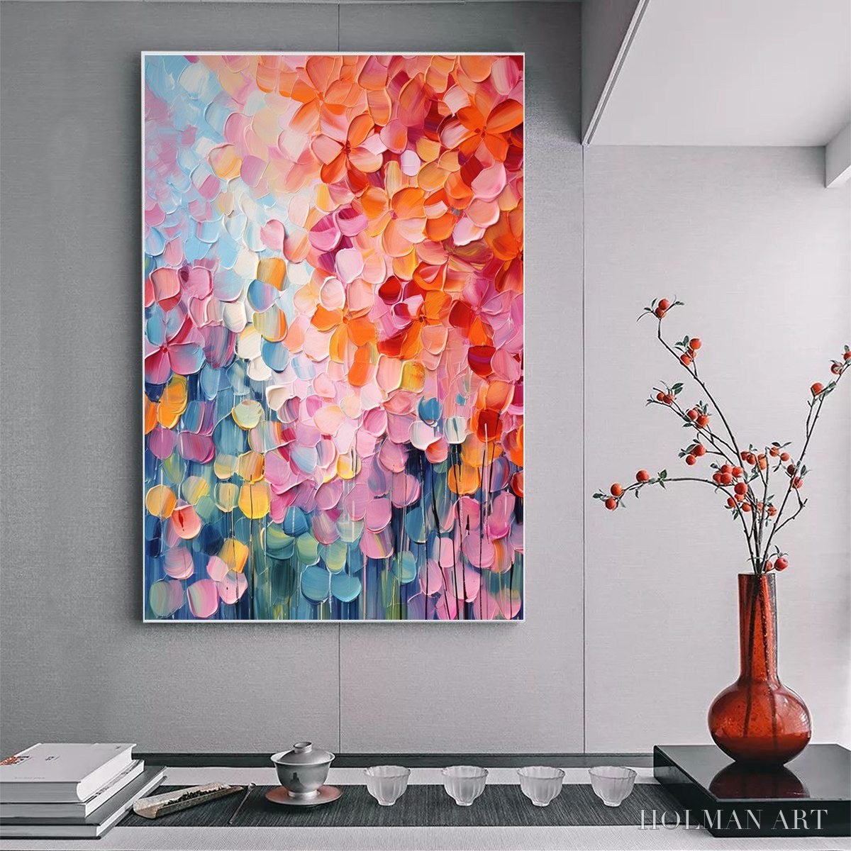 HOLMAN ART Blooming Rhapsody – Textured Impasto Floral Oil Painting - image 5
