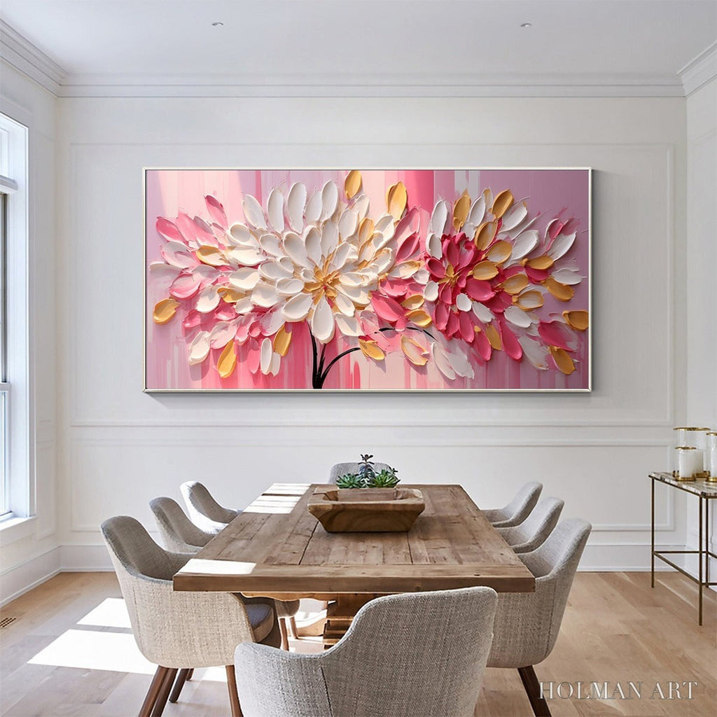 HOLMAN ART Blushing Blooms – Textured Impasto Floral Oil Painting - image 2