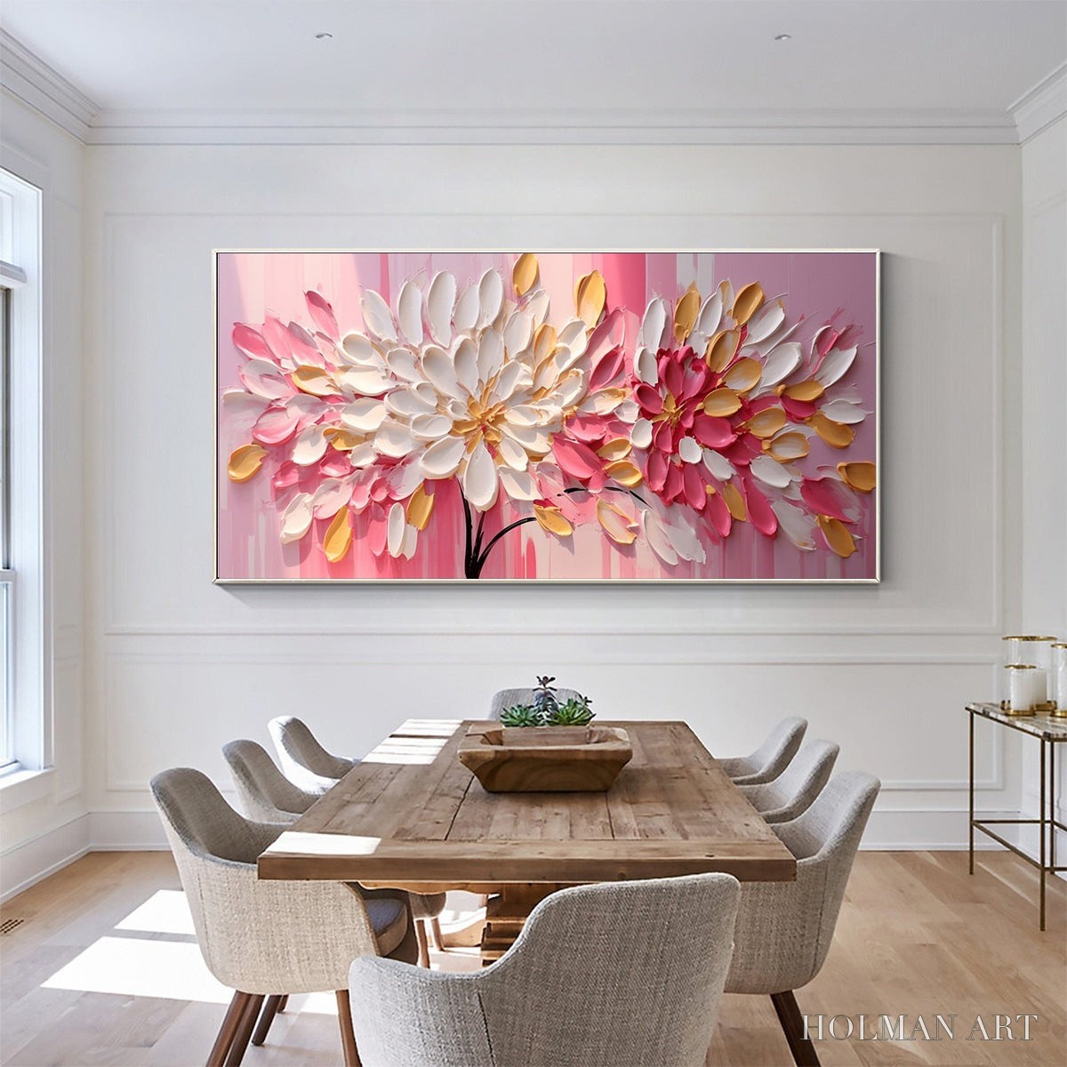 HOLMAN ART Blushing Blooms – Textured Impasto Floral Oil Painting - image 2