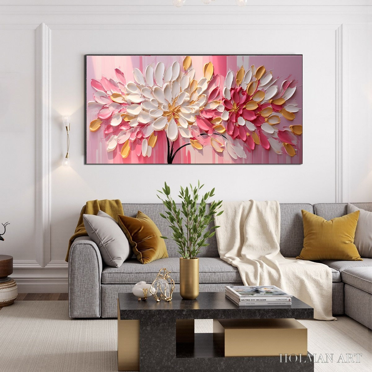 HOLMAN ART Blushing Blooms – Textured Impasto Floral Oil Painting - image 4