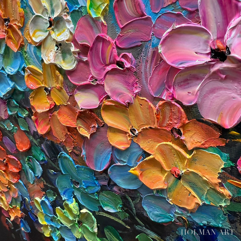 HOLMAN ART Rainbow Bloom – Impasto Palette Knife Floral Tree Painting - image 6
