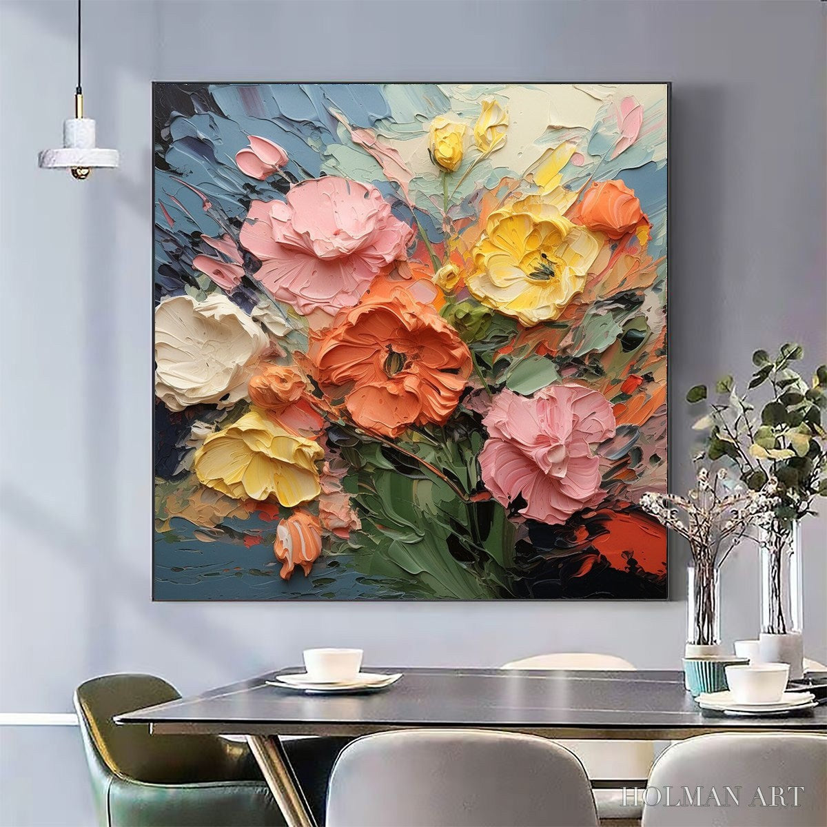 HOLMAN ART Blooming Bouquet – Textured Floral Oil Painting - image 2