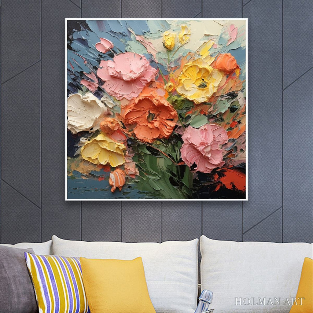 HOLMAN ART Blooming Bouquet – Textured Floral Oil Painting - image 5