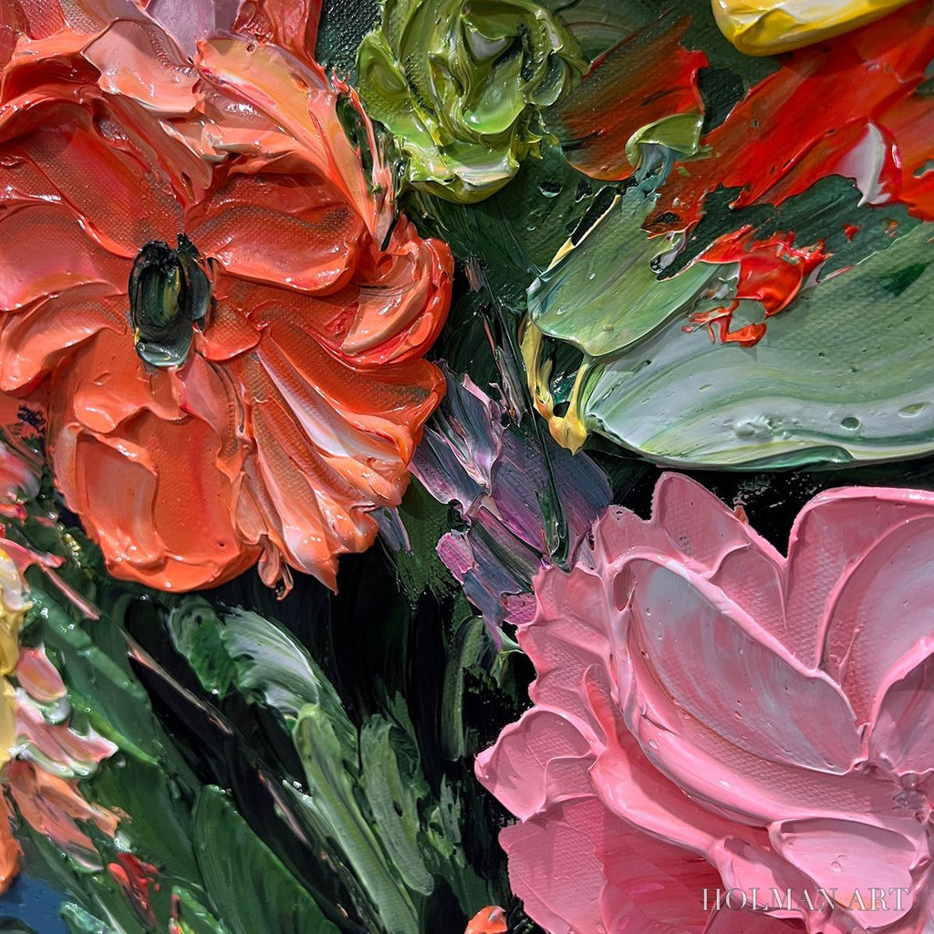 HOLMAN ART Blooming Bouquet – Textured Floral Oil Painting - image 6