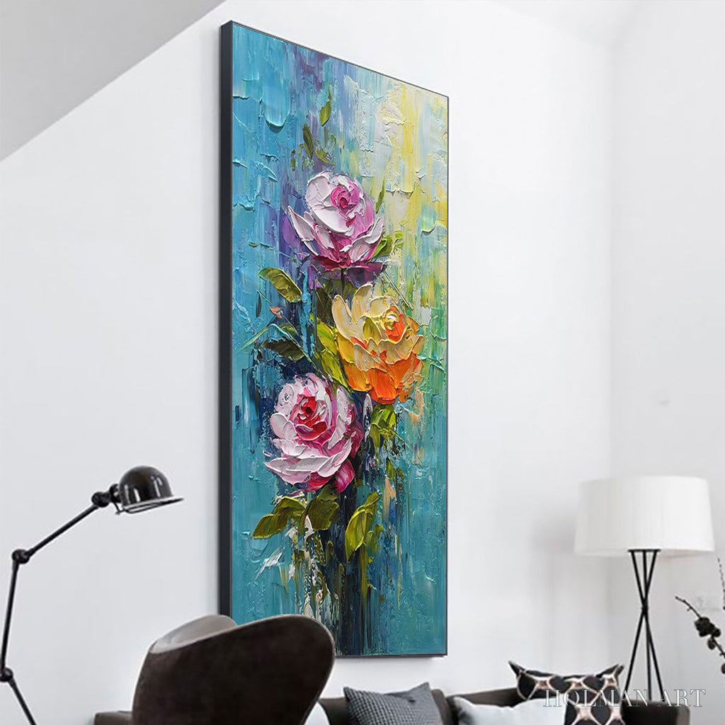 HOLMAN ART Chroma Roses – Colorful Roses Floral Impasto Oil Painting - image 4