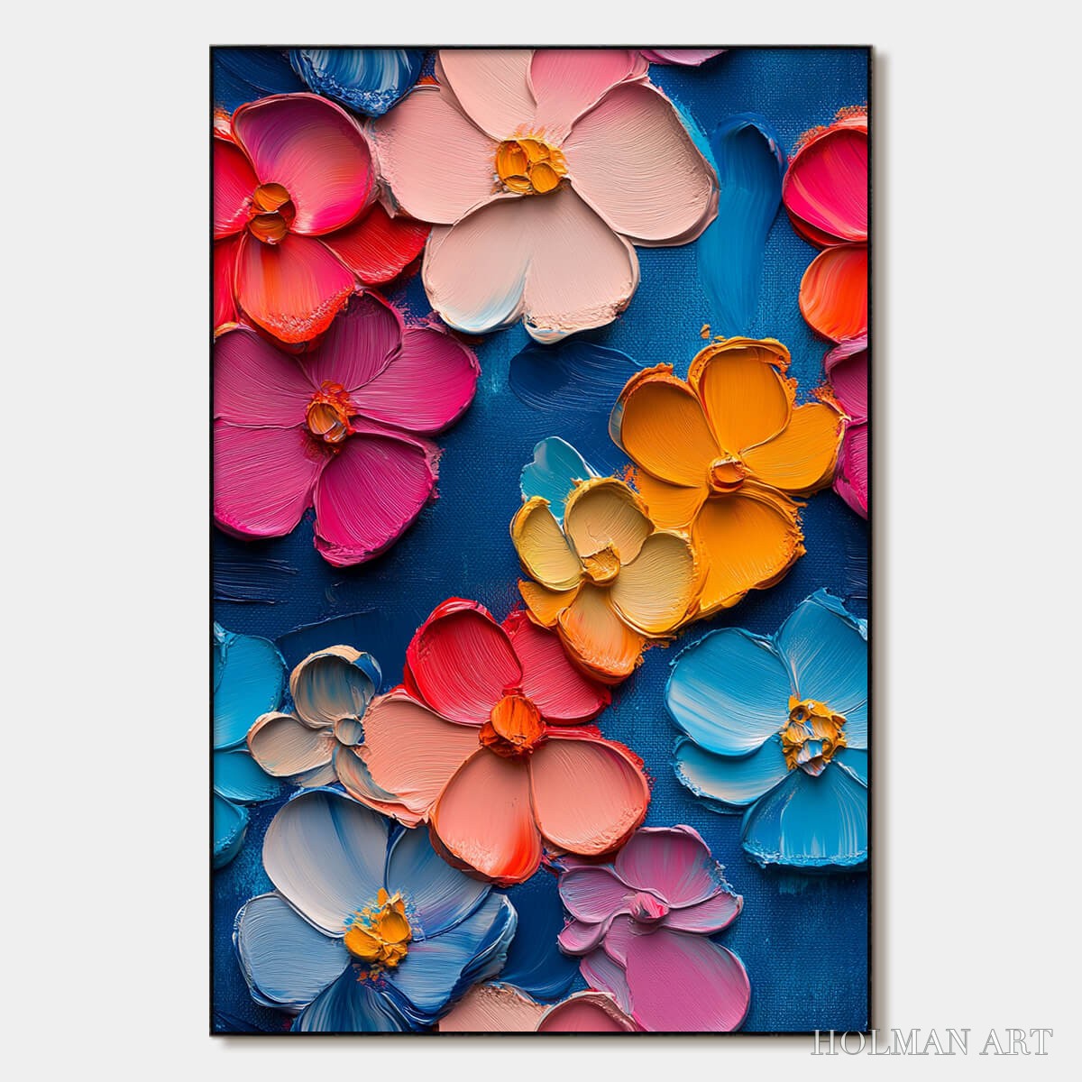 HOLMAN ART Jewel Garden – Colorful Impasto Floral Oil Painting on Canvas - image 1