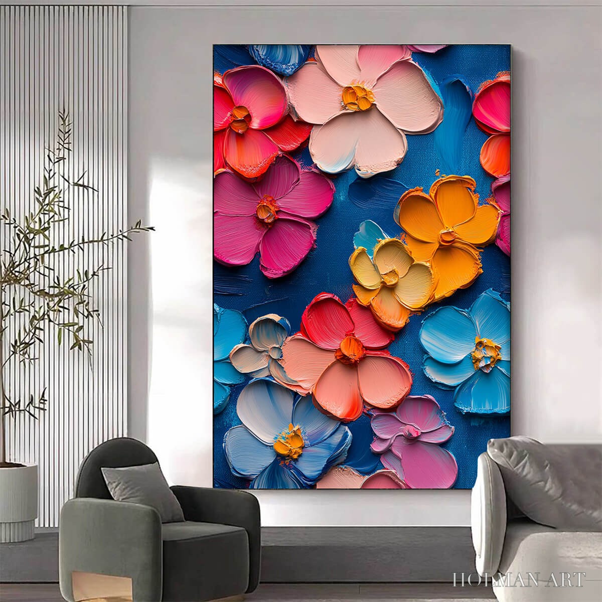 HOLMAN ART Jewel Garden – Colorful Impasto Floral Oil Painting on Canvas - image 2