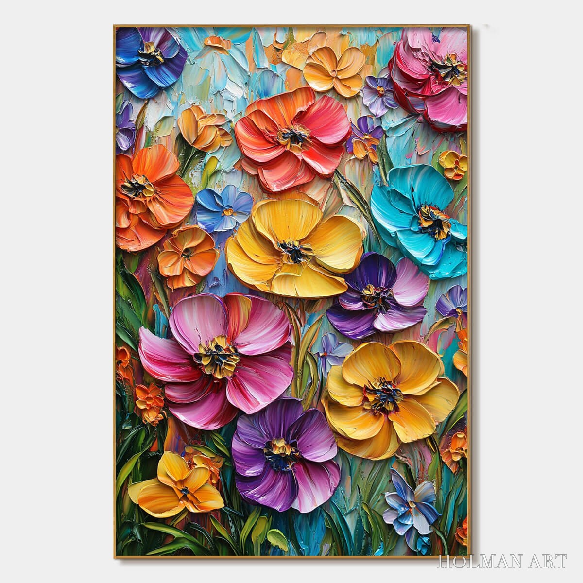 HOLMAN ART Blooming Rhapsody – Colorful Impasto Floral Oil Painting - image 1