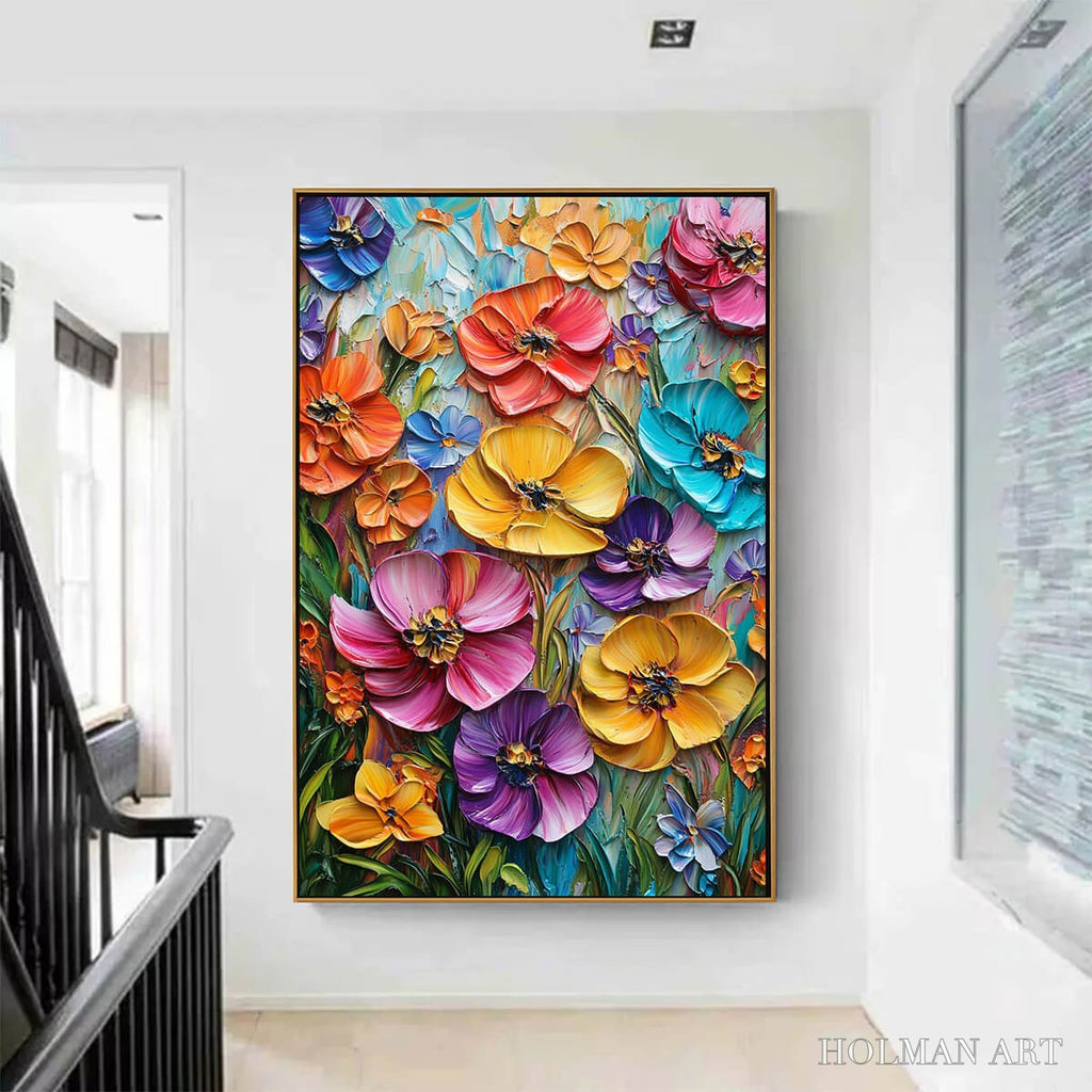HOLMAN ART Blooming Rhapsody – Colorful Impasto Floral Oil Painting - image 2