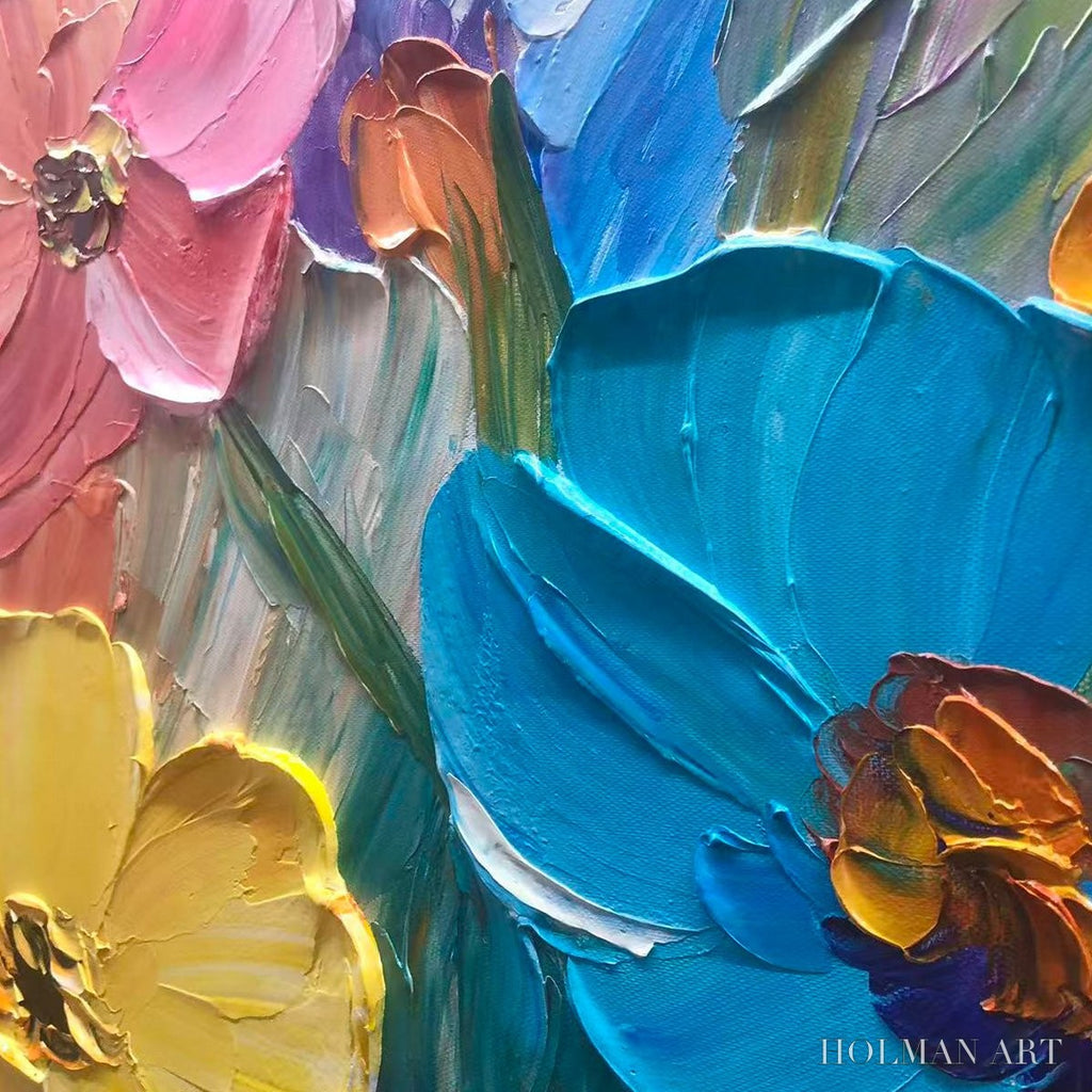 HOLMAN ART Blooming Rhapsody – Colorful Impasto Floral Oil Painting - image 6