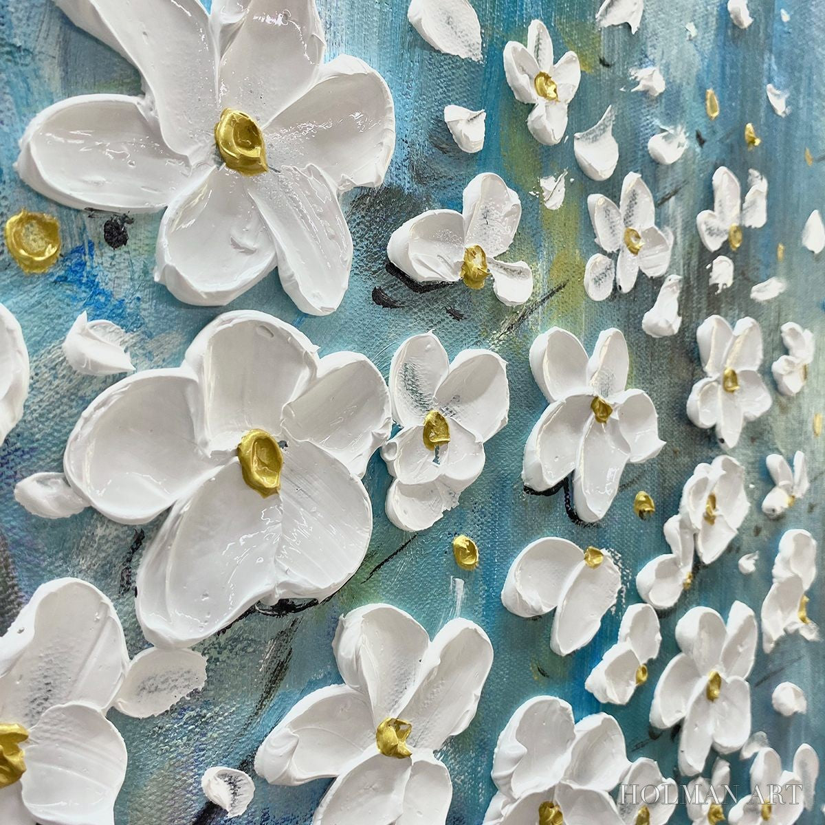 HOLMAN ART Blossom Dream – White Floral Impasto Oil Painting - image 3