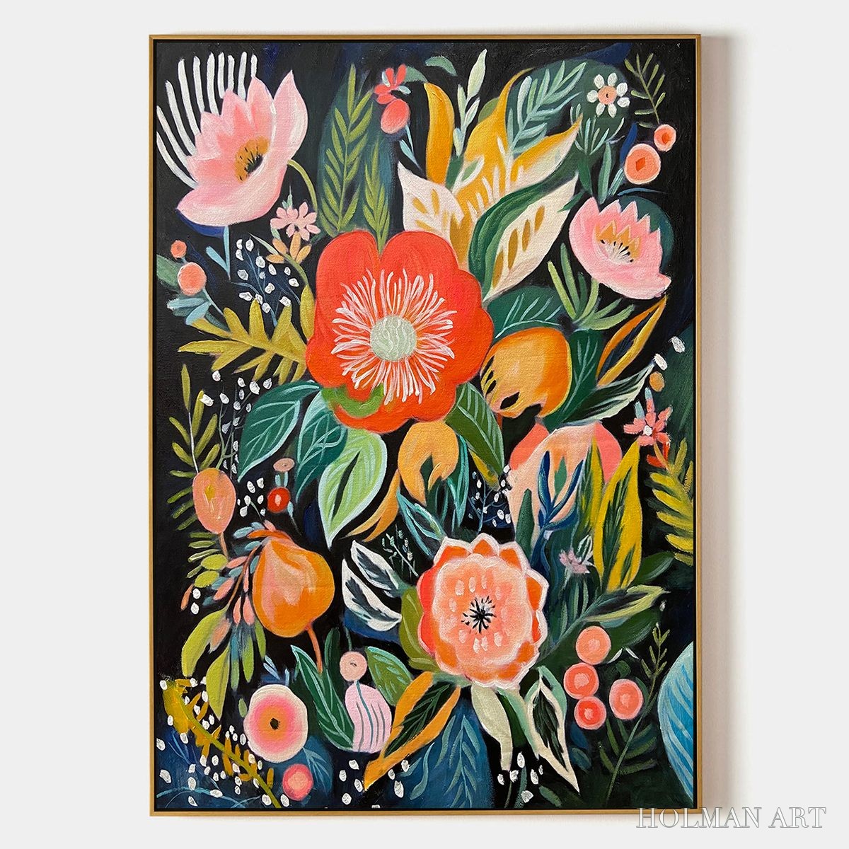 HOLMAN ART Midnight Garden – Vibrant Floral Boho Oil Painting - image 1