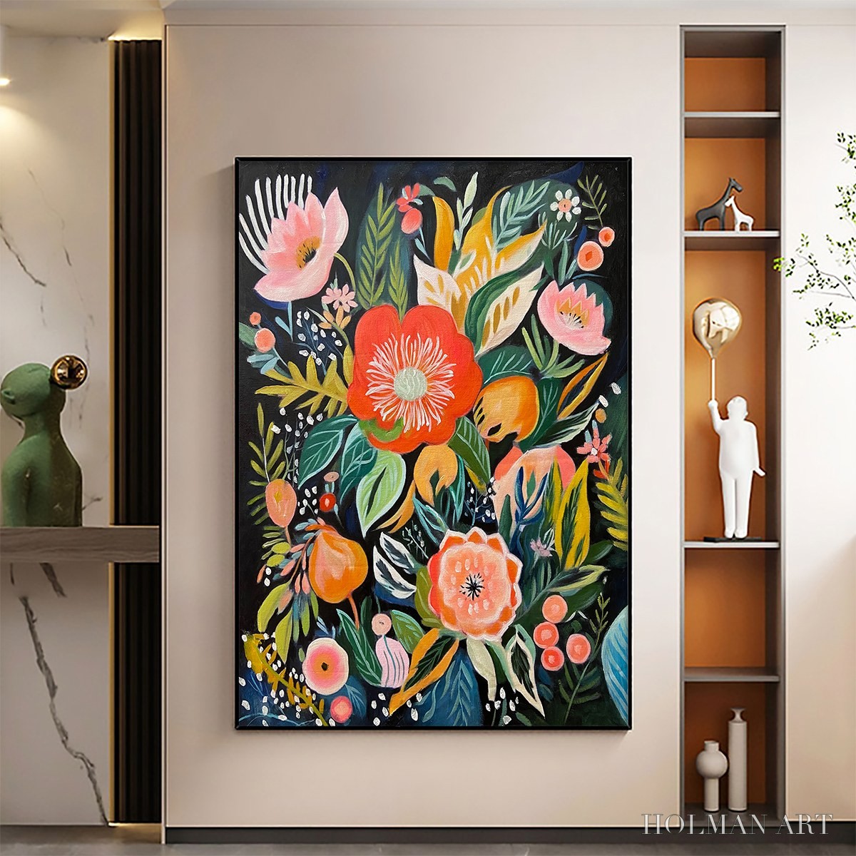 HOLMAN ART Midnight Garden – Vibrant Floral Boho Oil Painting - image 2