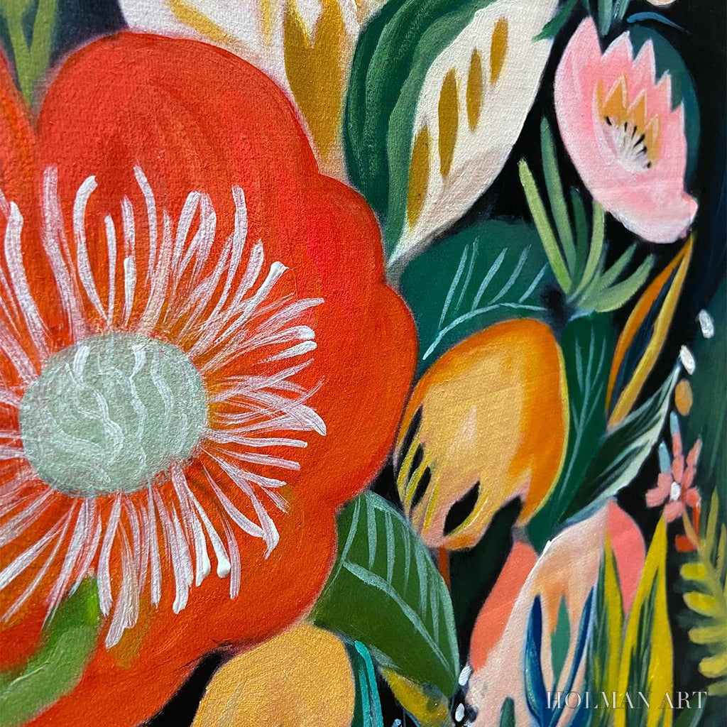 HOLMAN ART Midnight Garden – Vibrant Floral Boho Oil Painting - image 3