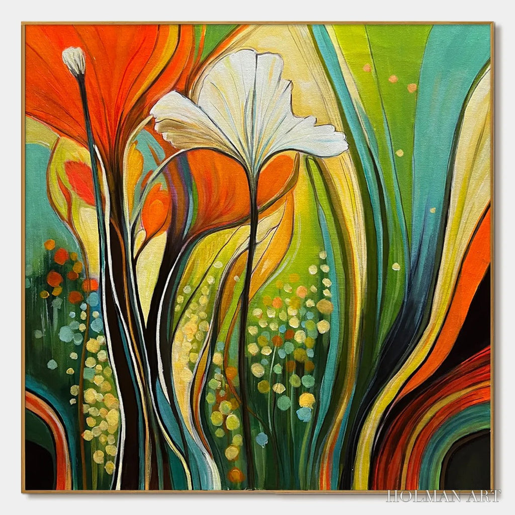 HOLMAN ART Botanical Symphony – Modern Abstract Floral Oil Painting - image 1